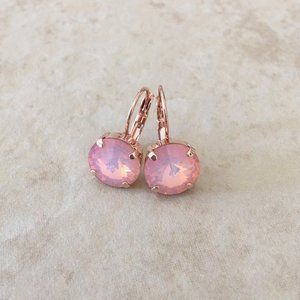 opal crystal 12mm peach bridal earrings wedding jewelry